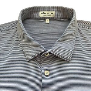 Peter Millar Summer Comfort Striped Blue Golf Athletic Shirt Size XL